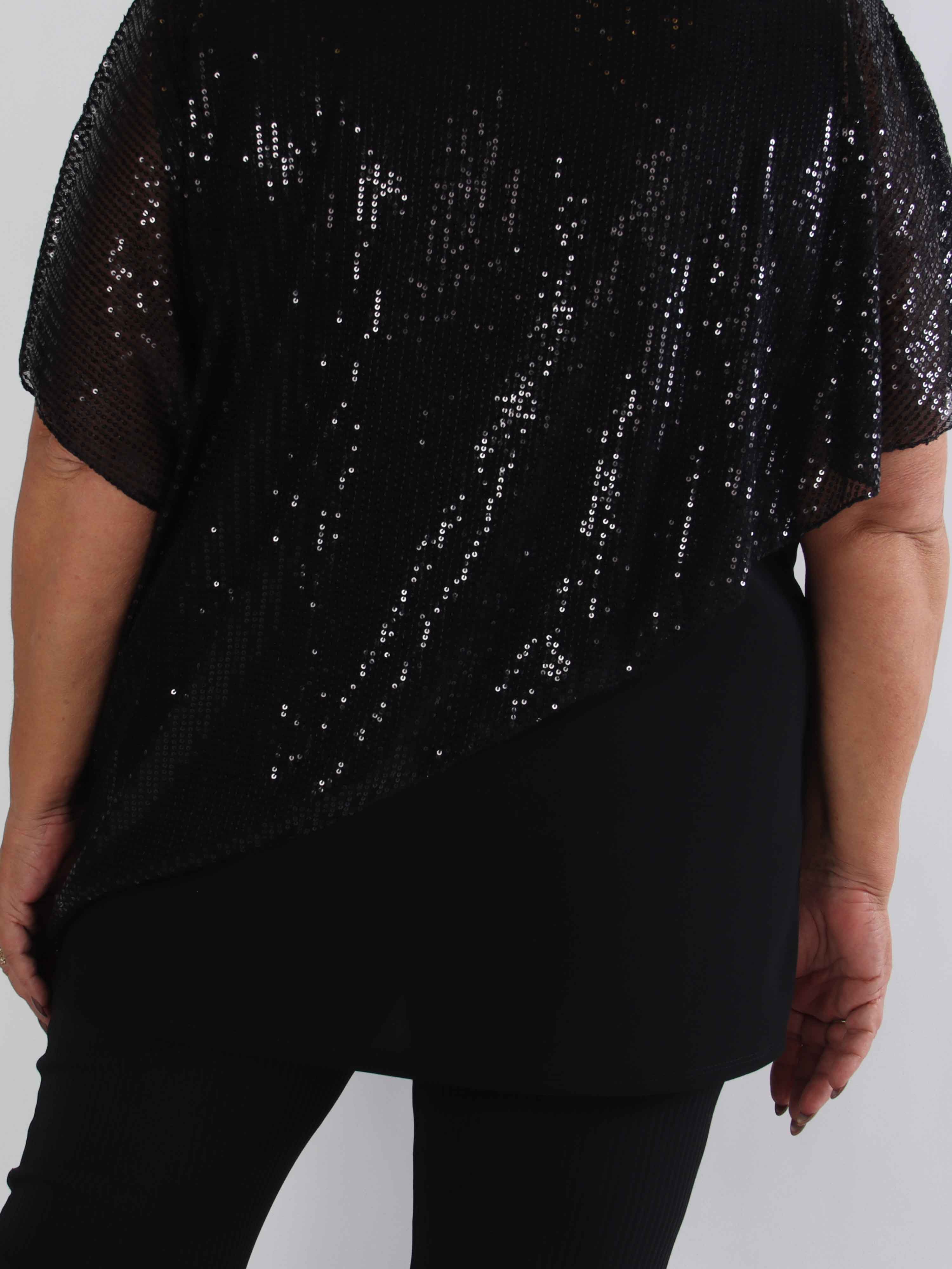 Aude - Plus size tunika med asymmetrisk pailletlag